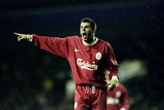 Jamie Carragher in action for Liverpool against Tottenham in 1998.
