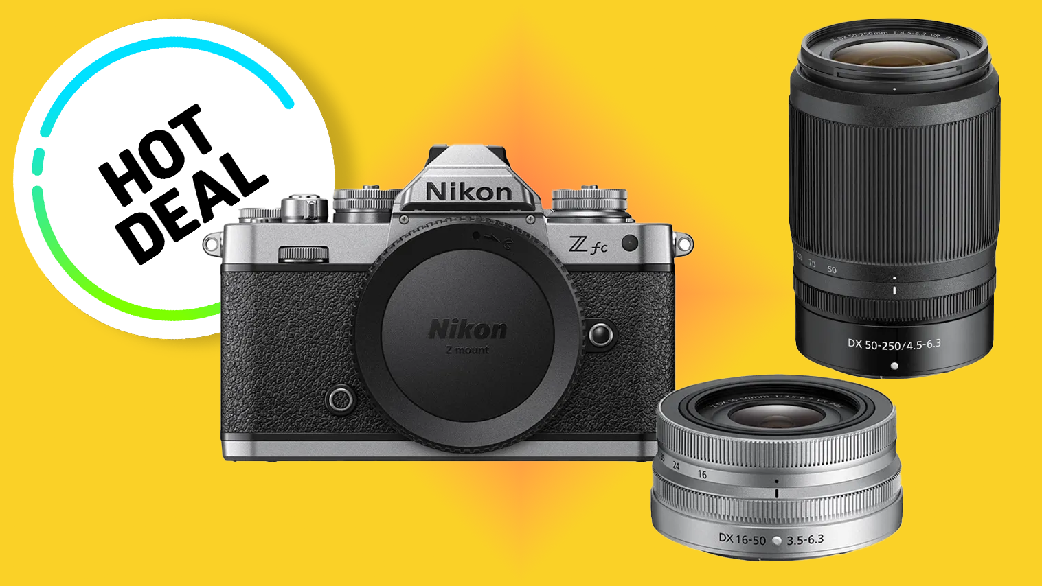 Nikon Z fc twin lens kit and Hot Deal badge