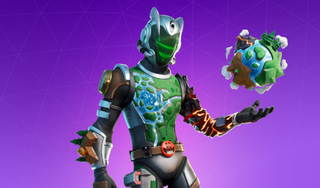 A Fortnite skin of Eco, wearing a armor and a helmet with a green visor