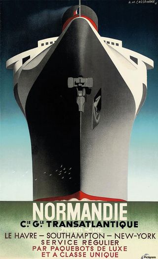 Cassandre's image of ocean liner Normandie has become iconic in 20th century Art Deco design