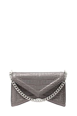 Michael Kors Collection Crocodile Embossed Patent Leather Shoulder Bag