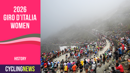 Giro d'Italia Women banner laid over image of Colle Delle Finestre climb