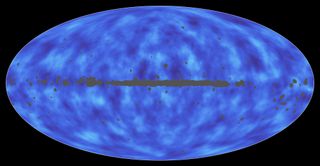 All of the matter between Earth and the edge of the observable universe is shown in this image based on data from the European Space Agency's Planck space observatory. This map was released on Feb. 5, 2015.