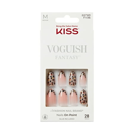 Kiss Voguish Fantasy Press on Nails Almond, &amp;lsquo;one Day&amp;rsquo;, Beige, Medium, 28 Count