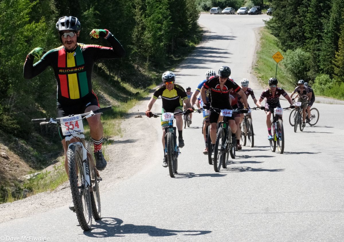 One of the amateur riders posed for the cameras on the steep climb out of Breckenridge