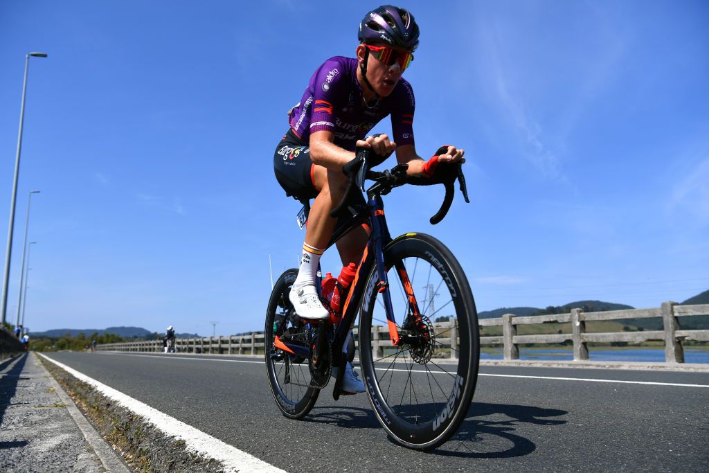 SANTA CRUZ DE BEZANA SPAIN AUGUST 31 Jetse Bol of Netherlands and Team Burgos BH competes in the Breakaway during the 76th Tour of Spain 2021 Stage 16 a 180km stage from Laredo to Santa Cruz de Bezana lavuelta LaVuelta21 on August 31 2021 in Santa Cruz de Bezana Spain Photo by Stuart FranklinGetty Images