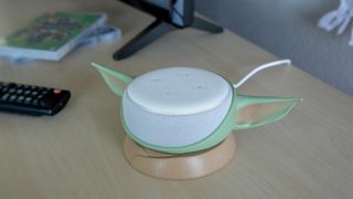 The Grogu Mandalorian stand for the Amazon Echo Dot