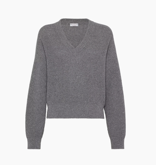 Dazzling & Sparkling Waffle Stitch Sweater In Cashmere And Wool