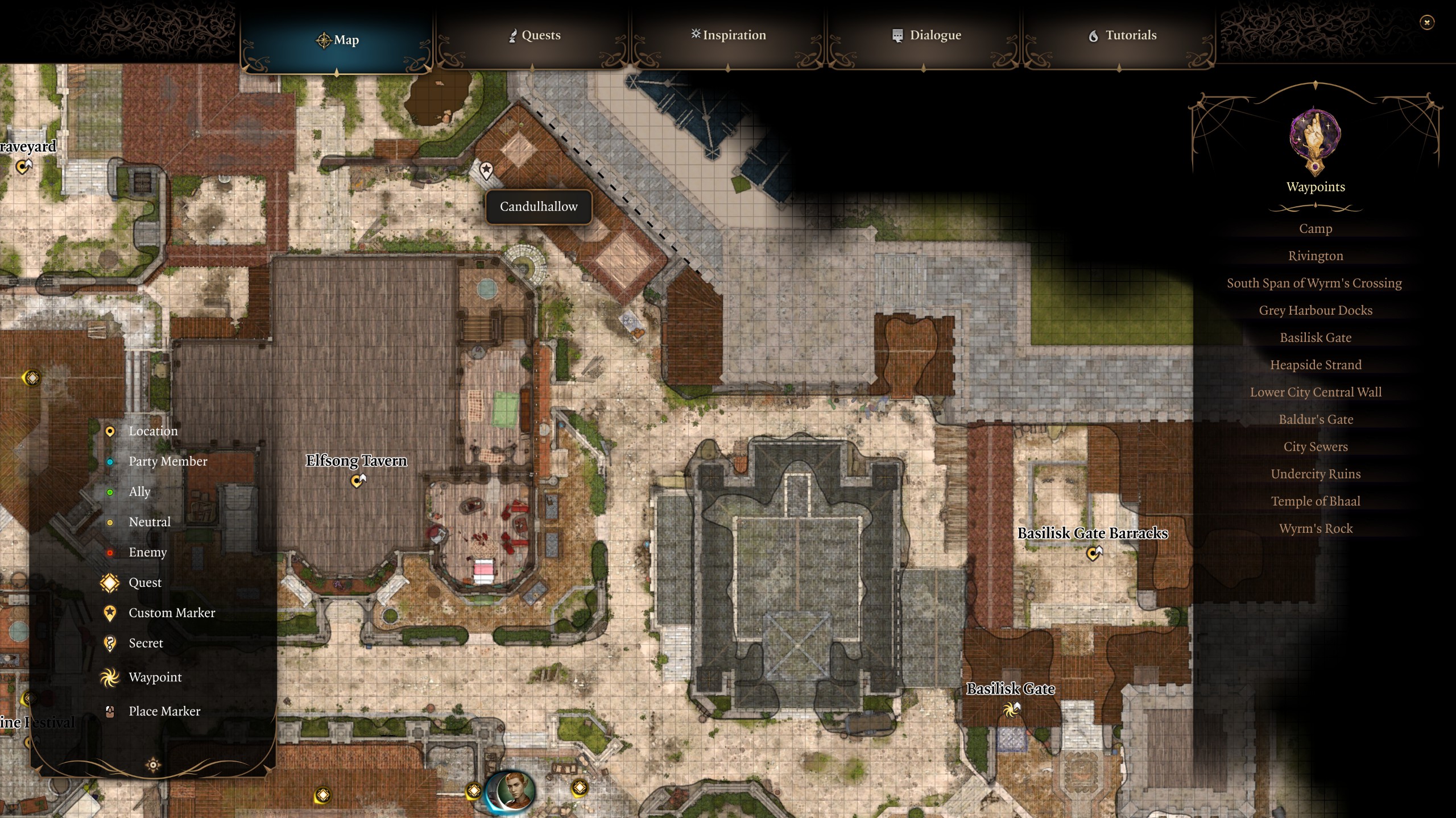 Baldur's Gate 3 Candulhallow Tombstones on the map
