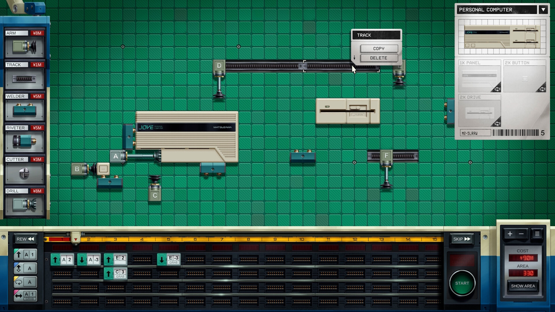Kaizen: A Factory Story screenshot showing how the assembly line actually works with pieces being moved
