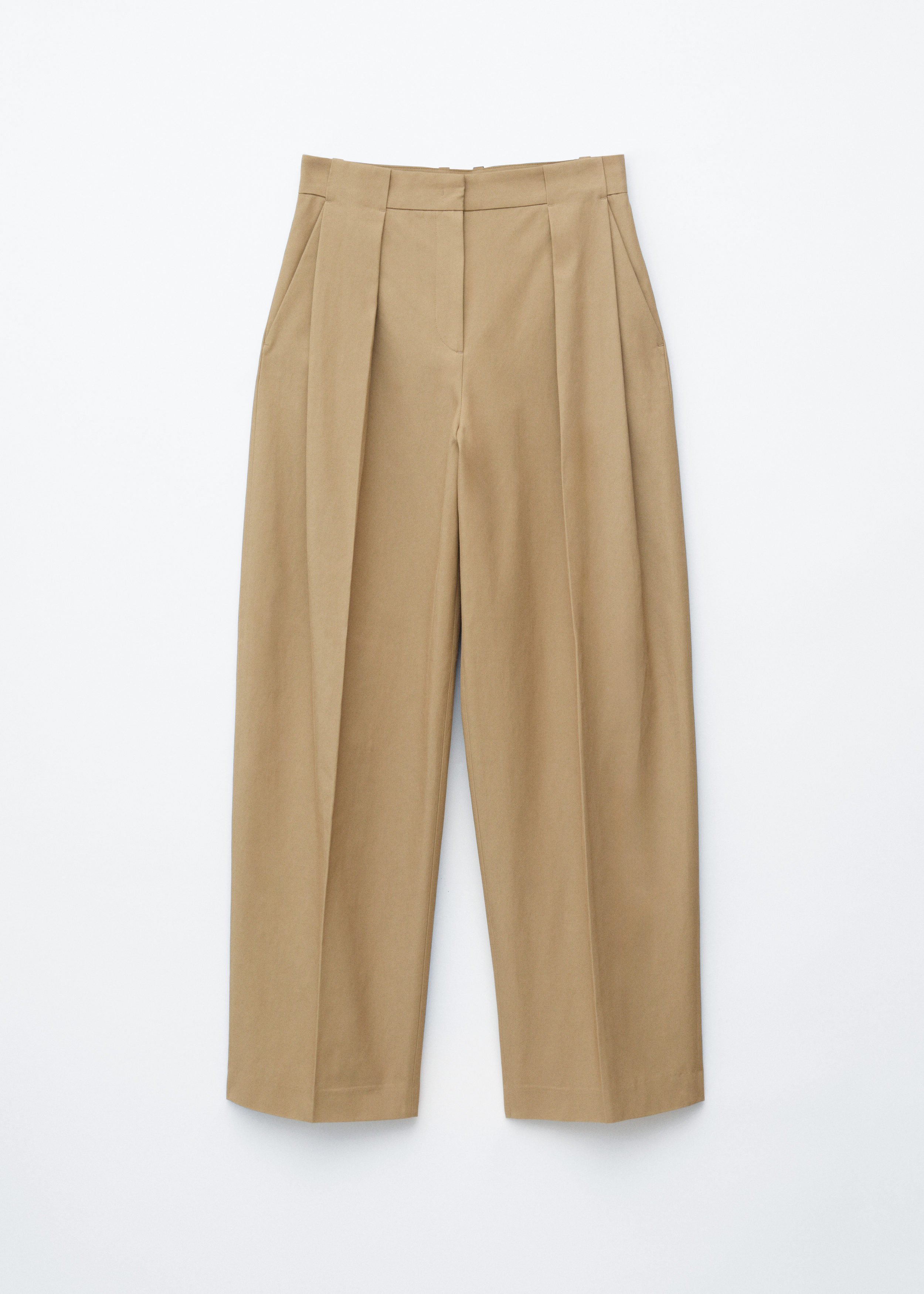 Pleated Barrel-Leg Trousers