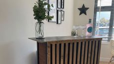 DIY bar with vase of flowers