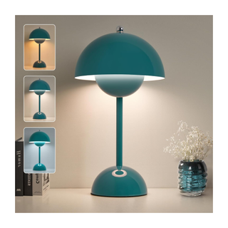 A blue mushroom cordless lamp