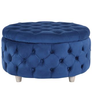 royal blue velvet round buttoned ottoman style