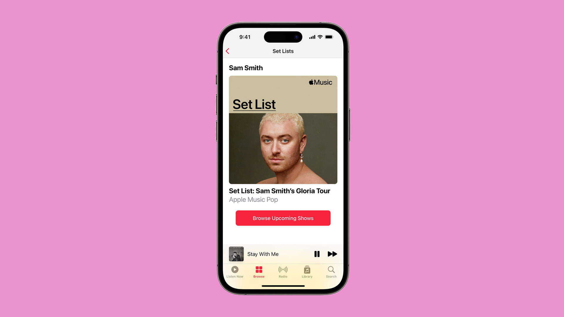 iPhone с новой функцией сет-листов в Apple Music