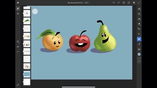 Drawing of fruit characters made in Adobe Fresco.