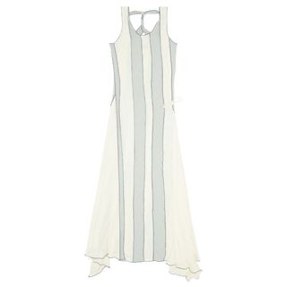flat lay of diesel blue and white striped midi dress