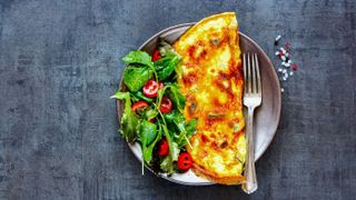 Omelette with salad on a plate