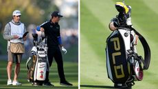 Viktor Hovland and his caddie and a PLD Ping golf bag
