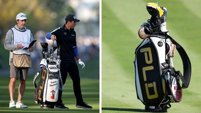 Viktor Hovland and his caddie and a PLD Ping golf bag