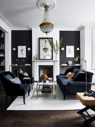 Grey black and gold deals living room ideas