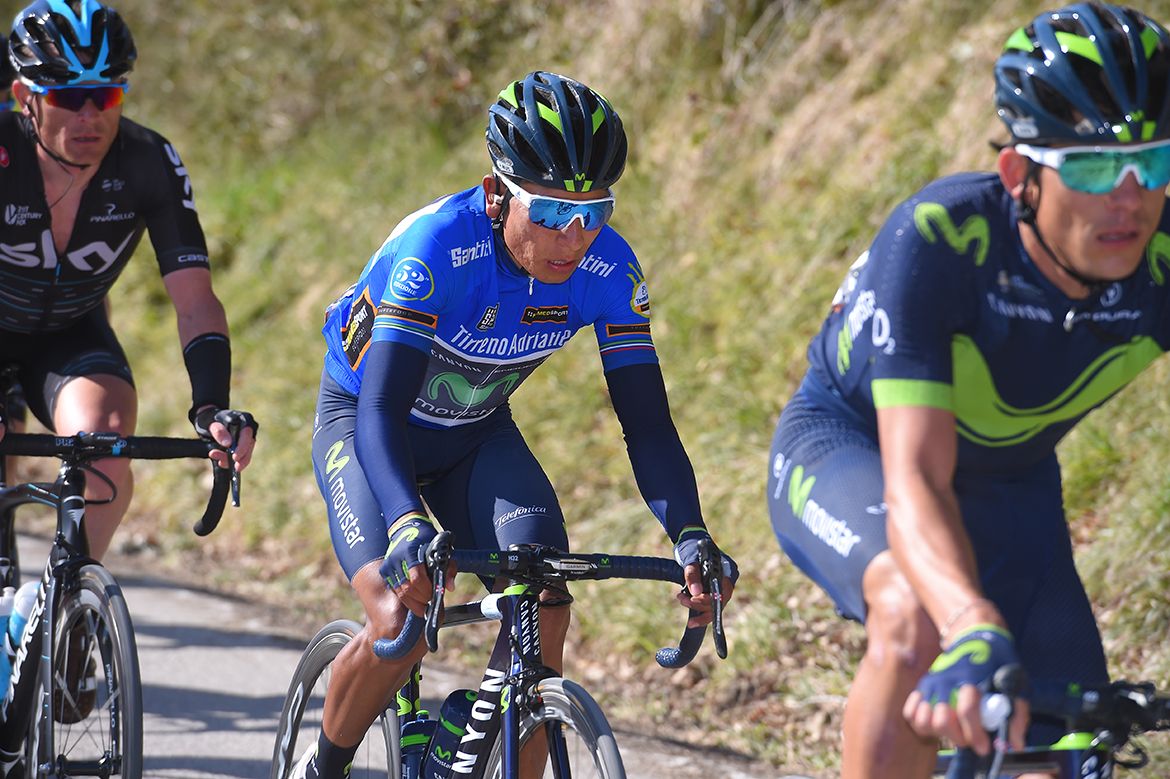 Nairo Quintana, sitting atop the Tirreno-Adriatico leaderboard