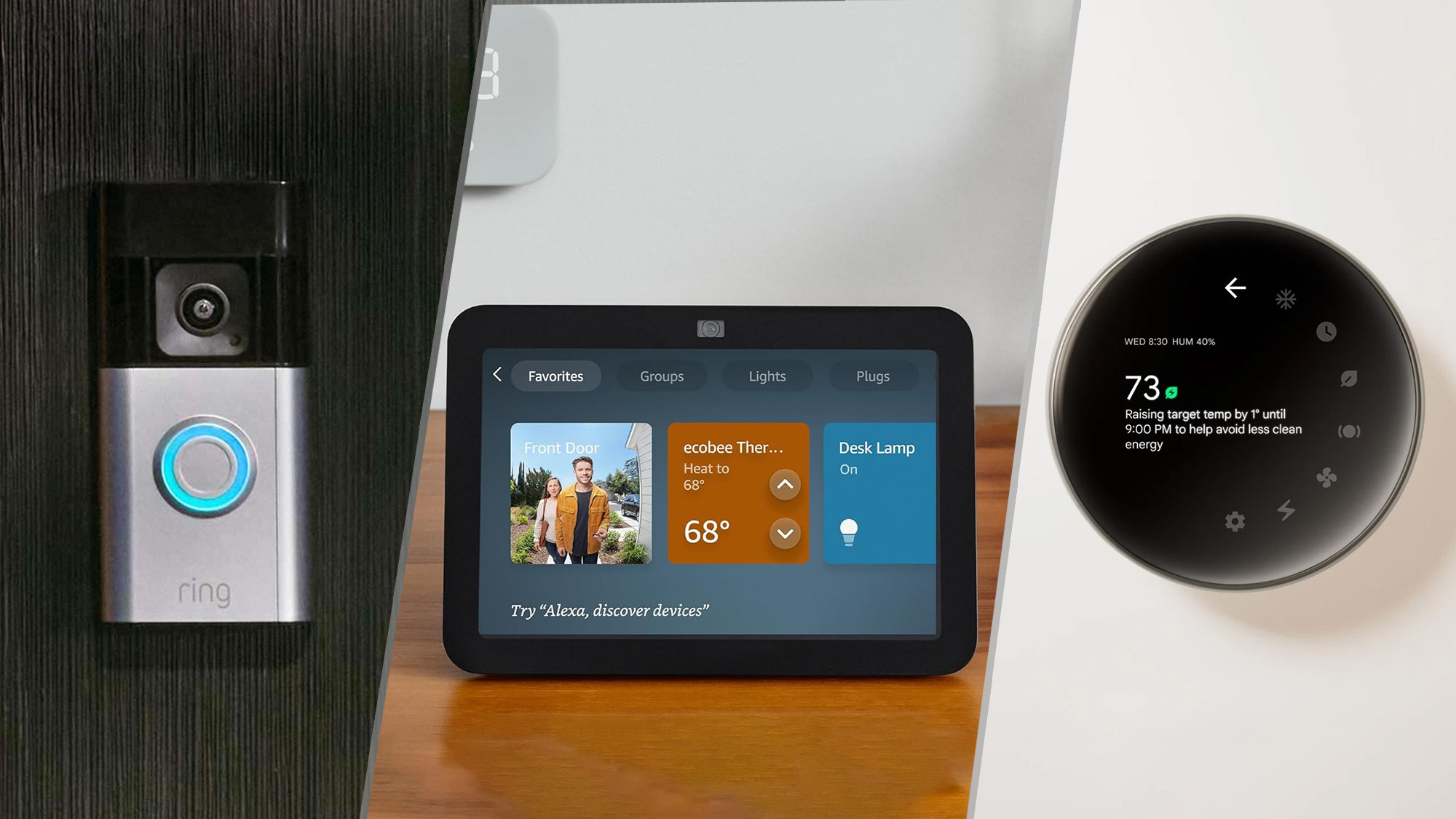Ring Doorbell Pro battery, Amazon Echo Show 8 and Nest Learning Thermostat 4th gen
