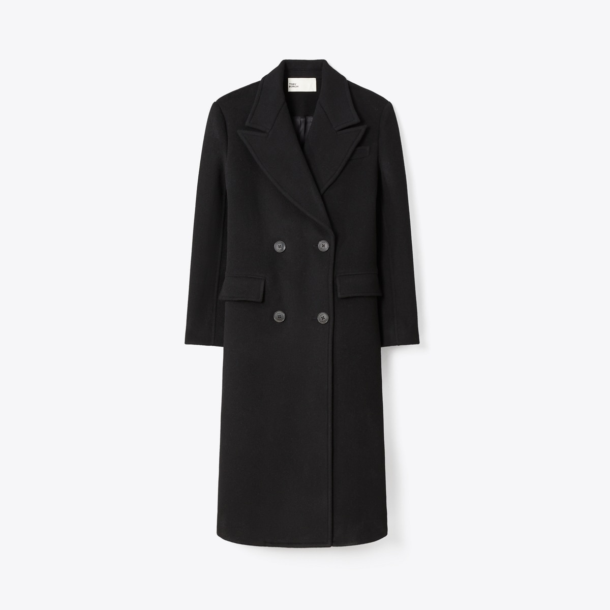 Double Breasted Wool Coat in Black, Size 8