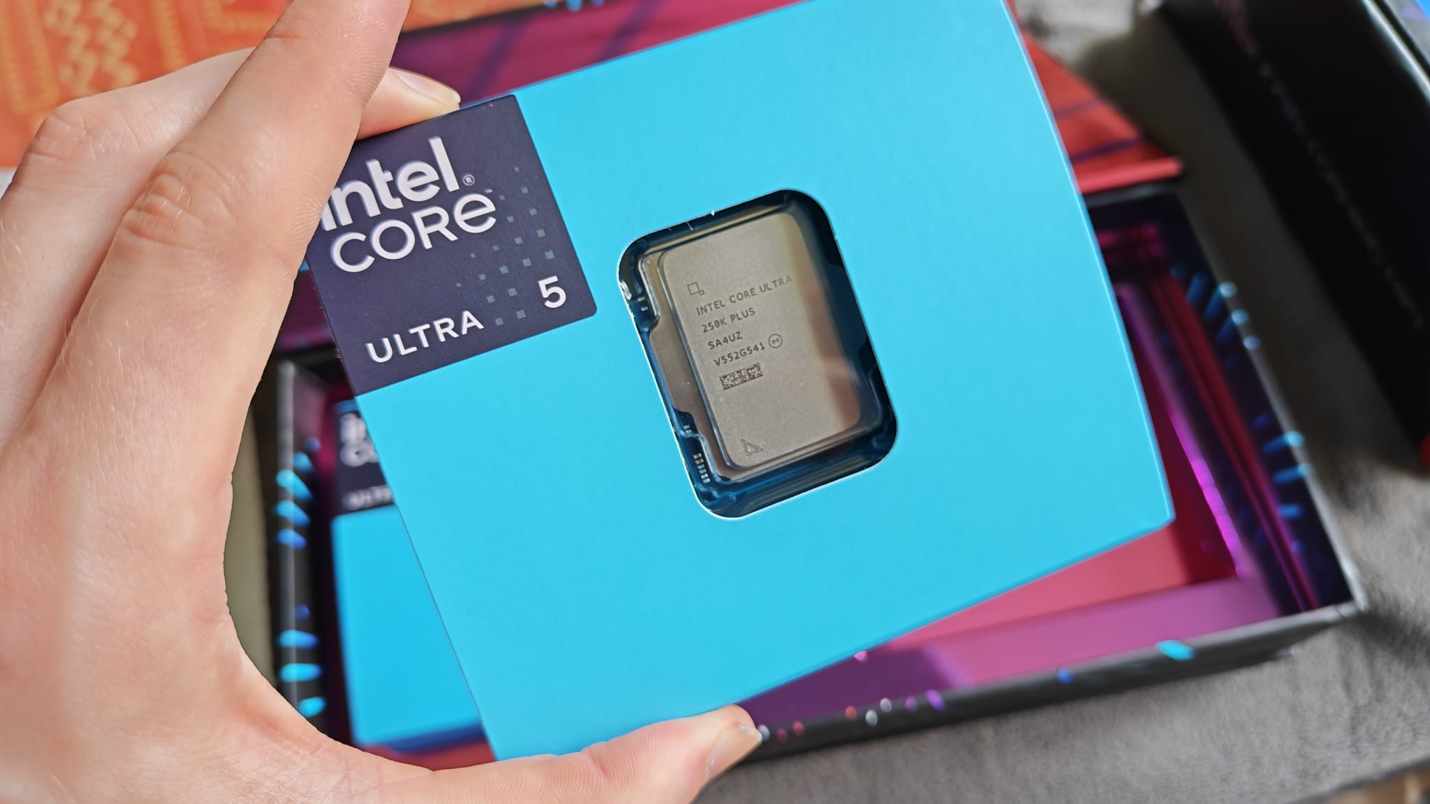 The Intel Core Ultra 5 250K Plus in its blue box