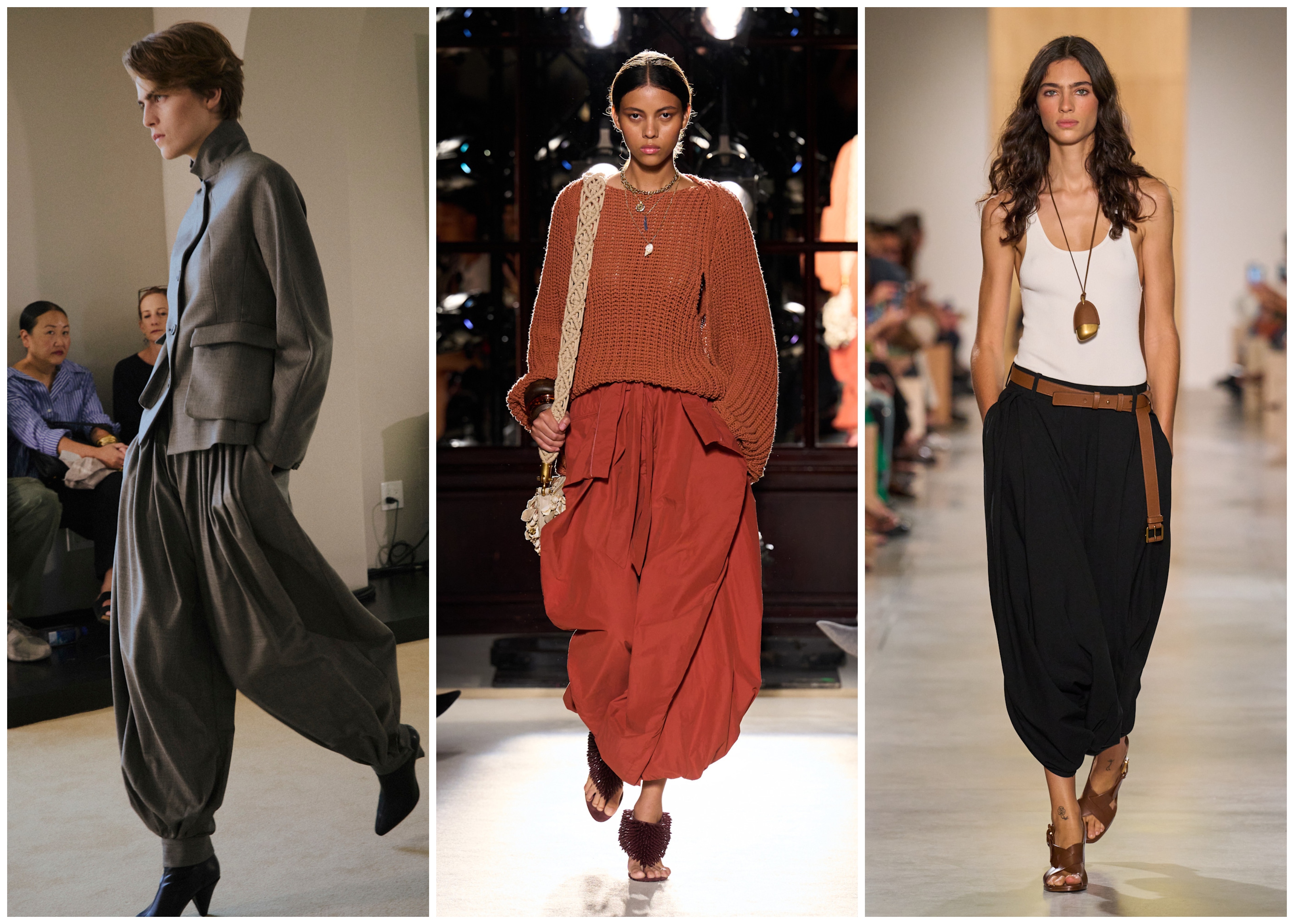 balloon pants on the spring 2026 runways of altuzarra, balmain, and michael kors