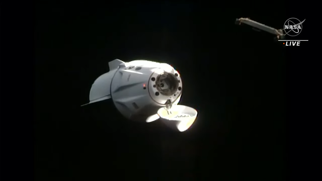 A view of SpaceX's Crew Dragon Endurance approaching the International Space Station, on Nov. 11, 2021.