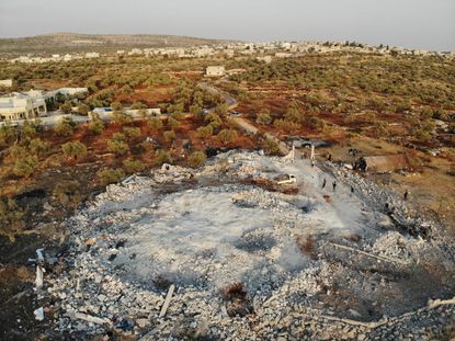 The rubble of Abu Bakr al-Baghdadi's home.