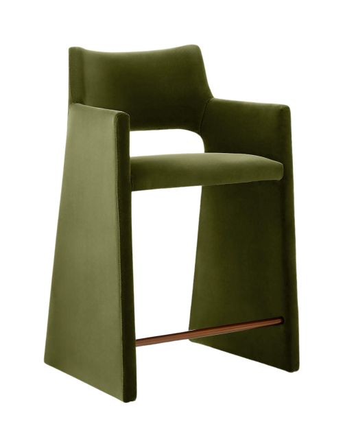 Foley Olive Green Velvet Counter Stool