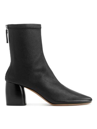 Stretch-Leather Sock Boots - Black - Arket Gb