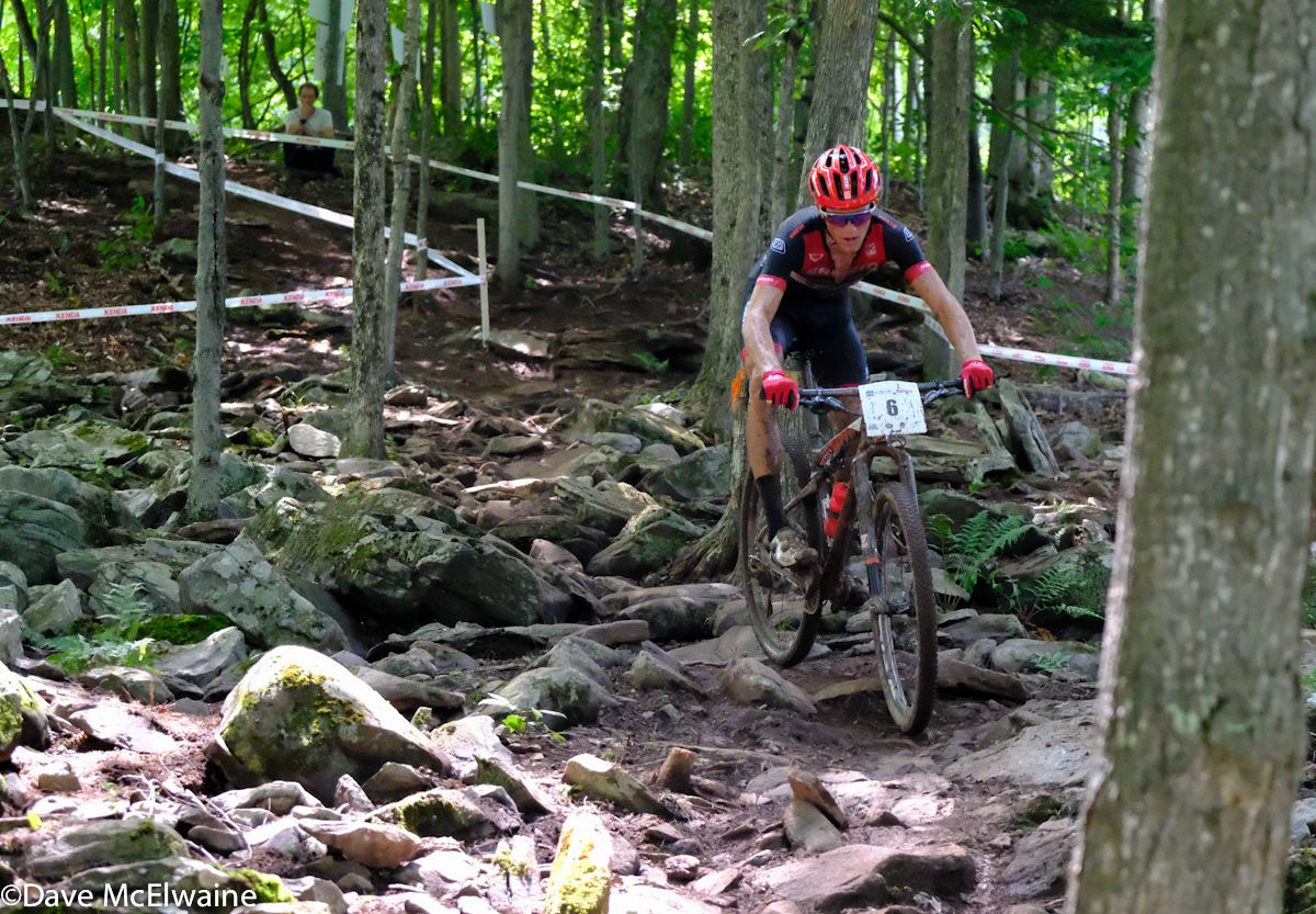 Russell Finsterwald (SRAM TLD Scott) riding through the Rock no Roll section