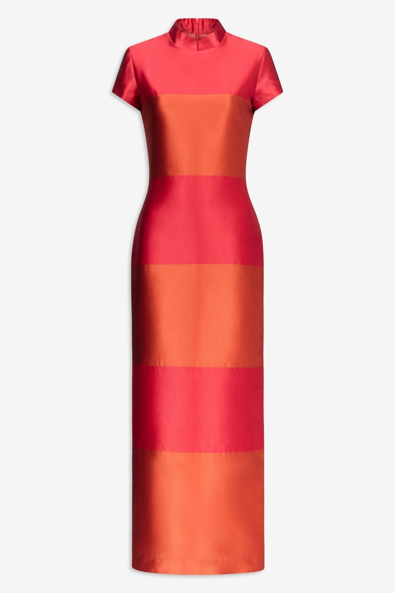 Red and Terracotta Satin Summer Dress - S