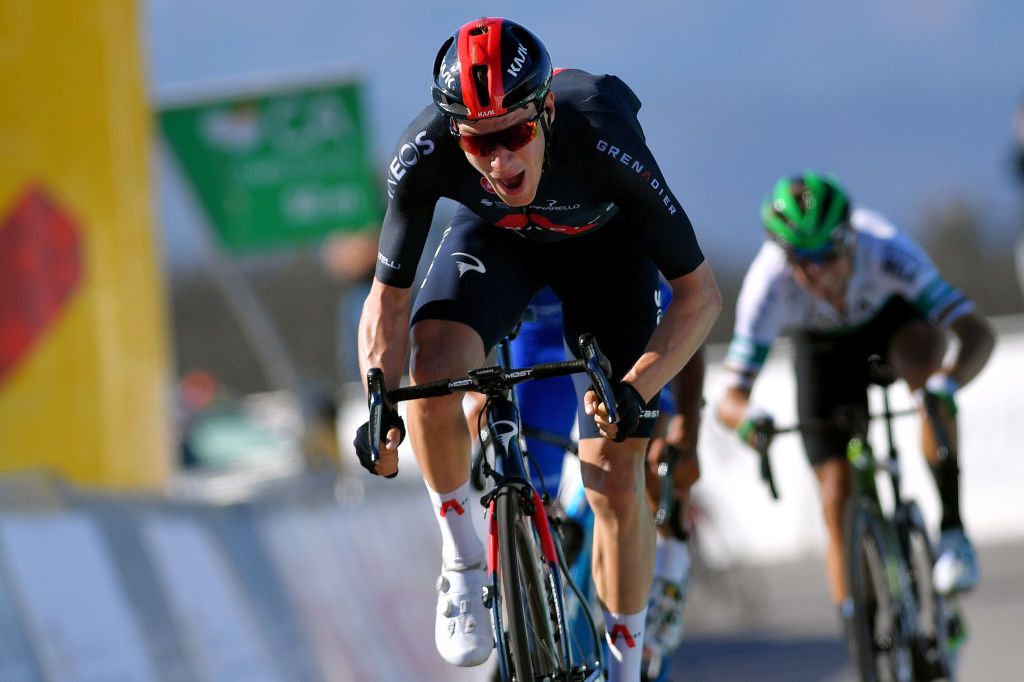 FOIA PORTUGAL MAY 06 Ethan Hayter of United Kingdom and Team INEOS Grenadiers celebrates at arrival during the 47th Volta Ao Algarve 2021 Stage 2 a 1828km stage from Sagres to Fia 890m VoltAlgarve VAlgarve2021 on May 06 2021 in Fia Portugal Photo by Luc ClaessenGetty Images