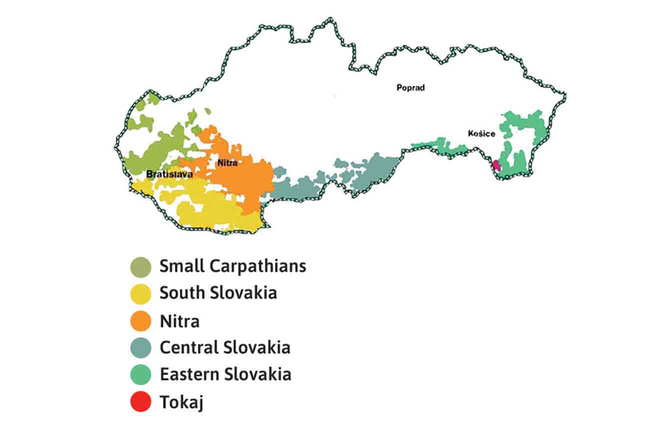 Map of Slovakian wine regions