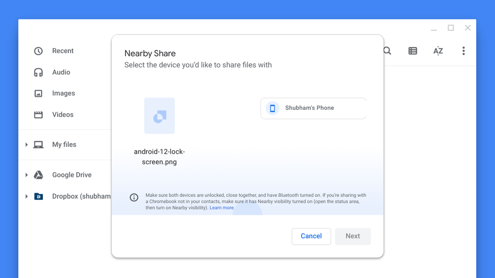 How to wirelessly share files between your Chromebook and Android phone