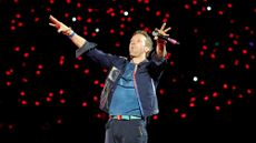 Chris Martin of Coldplay performs on a stop of the band's Music of the Spheres world tour at Allegiant Stadium on June 06, 2025 in Las Vegas, Nevada
