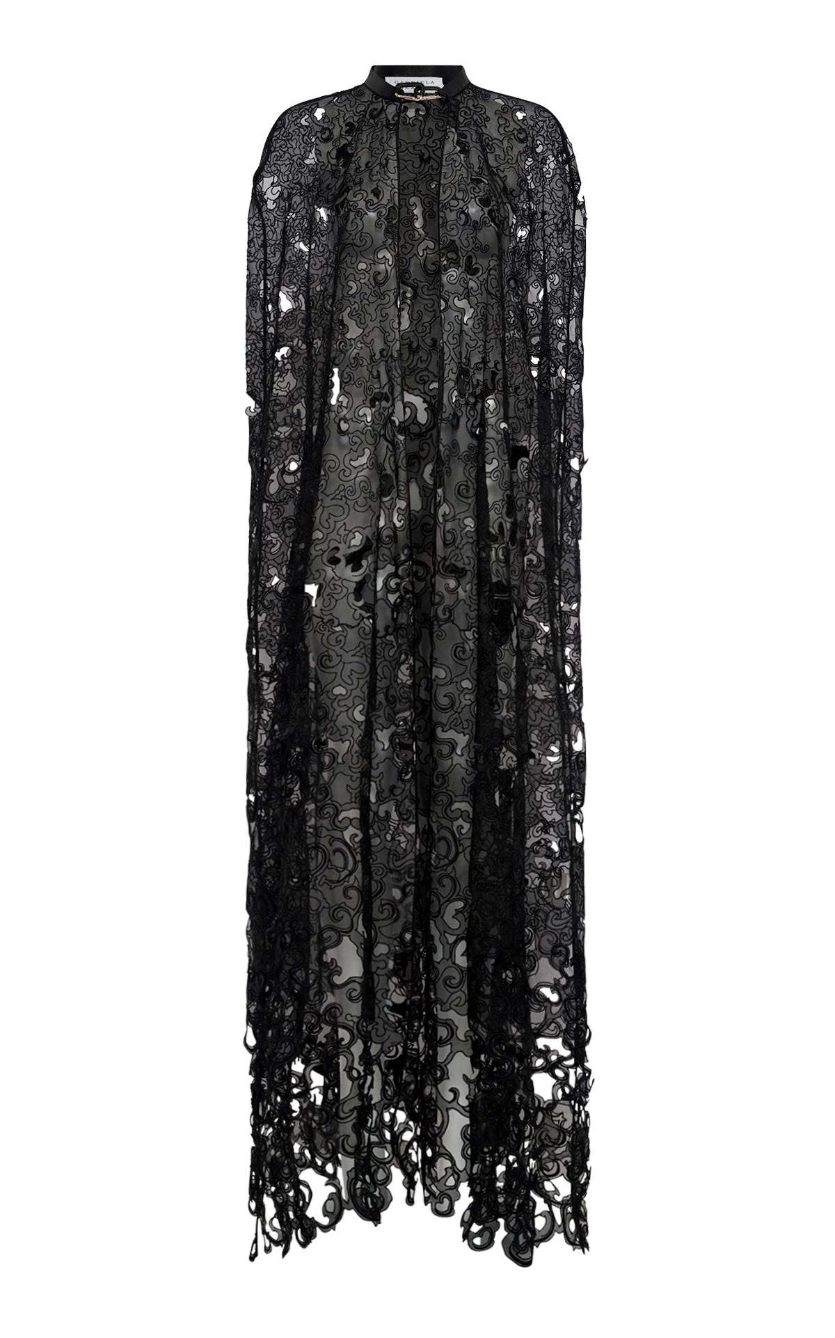 Tarah Cape in Black Silk Organza Lace