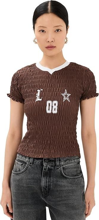 Lioness, Lioness Women's Scrunched Spectate Top, Coffee, Brown, Graphic, Xs