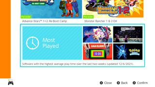 Most Played Section Nintendo Eshop