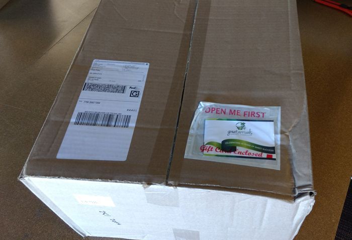 The box arrived with a slightly bent corner, but the basket inside was undamaged.