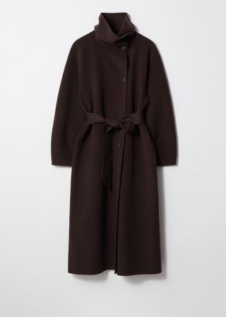 Funnel-Collar Wool Coat