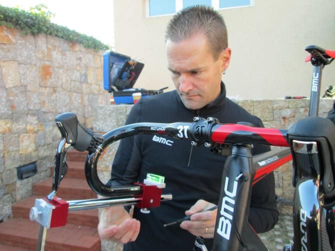 Mechanic Kevin Grove got to work building up one of dozens of new BMC teammachine SLR01s.