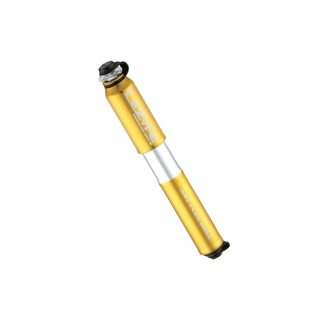 A gold mini pump on a white background