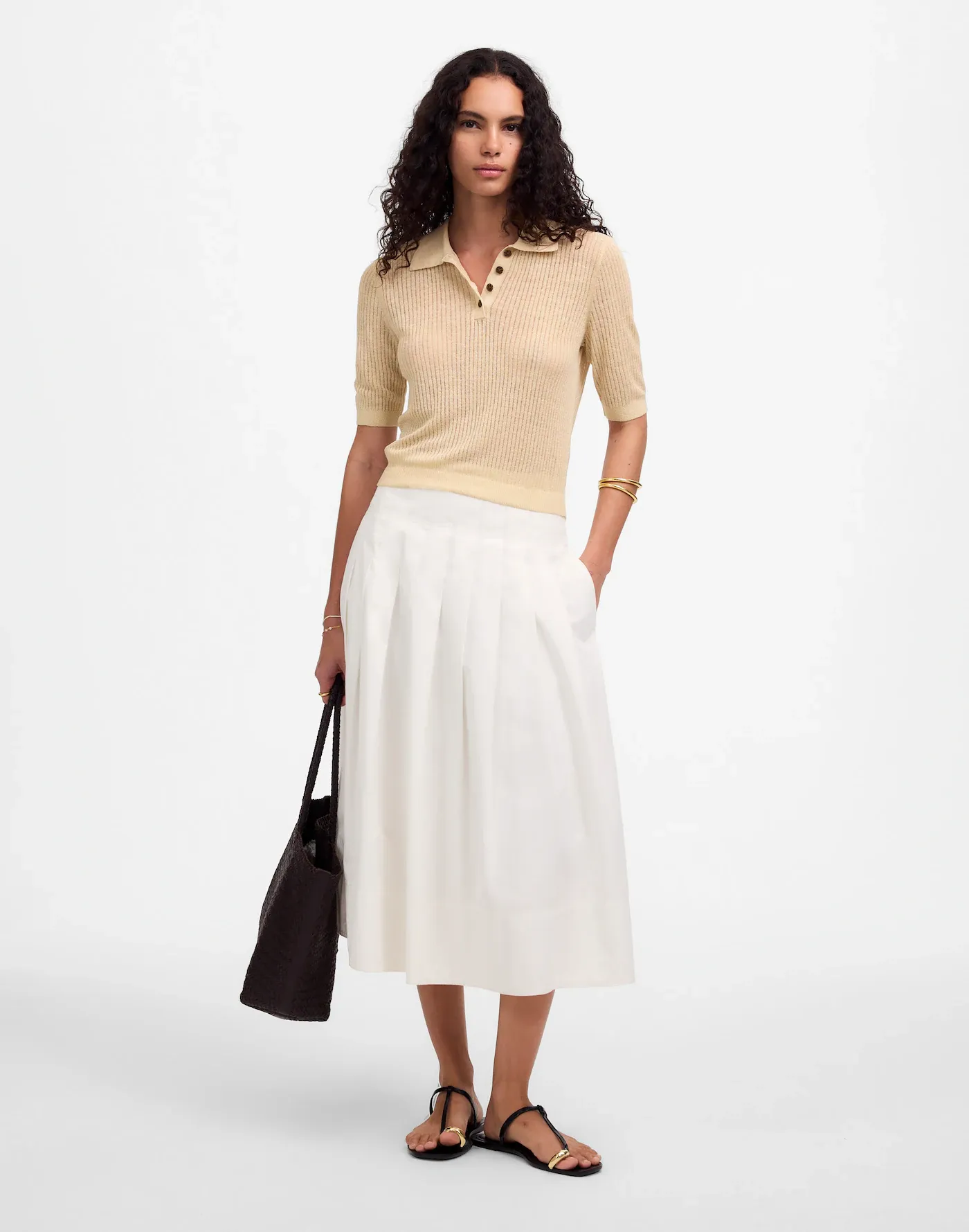 MW, Short-Sleeve Polo Sweater Tee