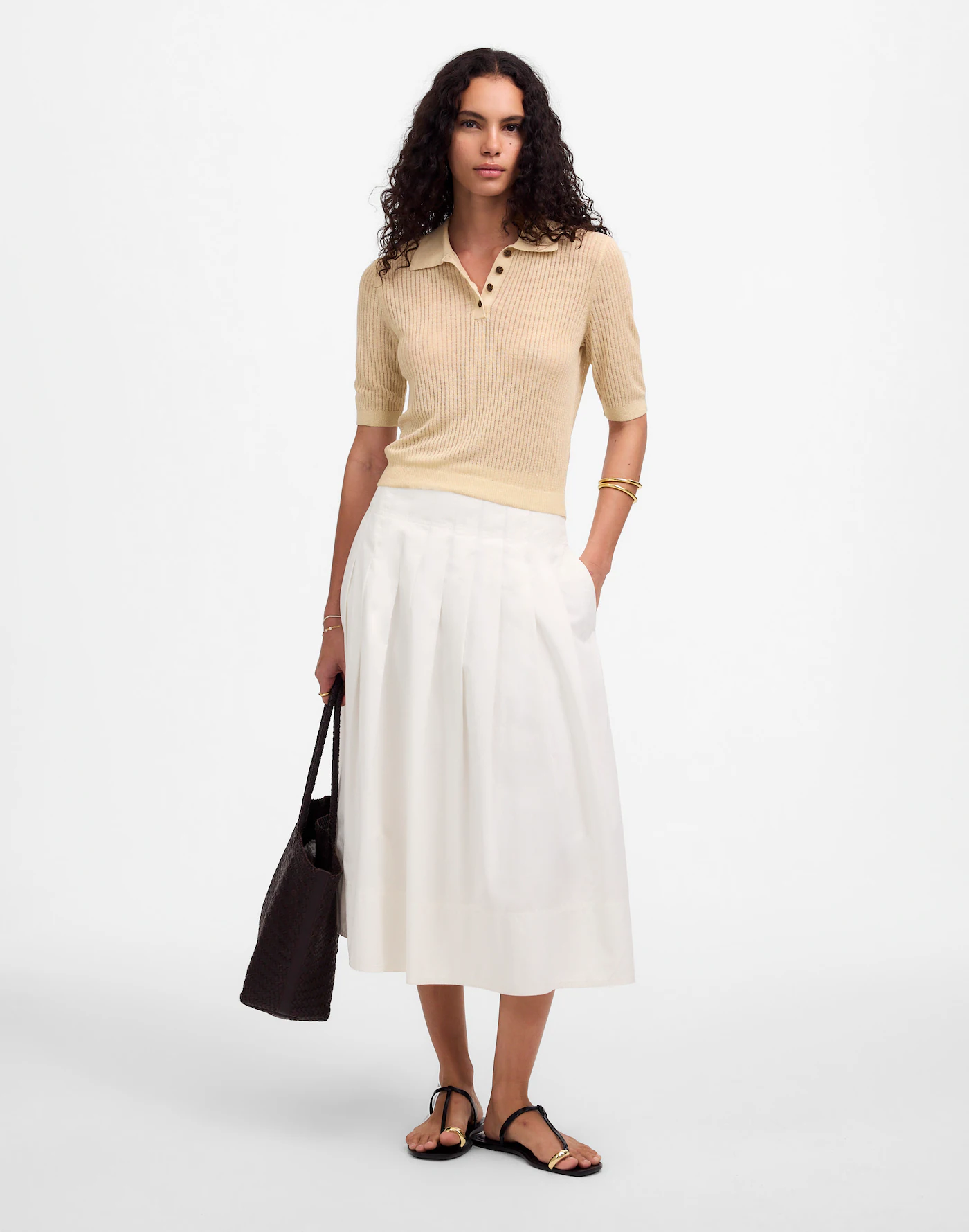 MW, Short-Sleeve Polo Sweater Tee