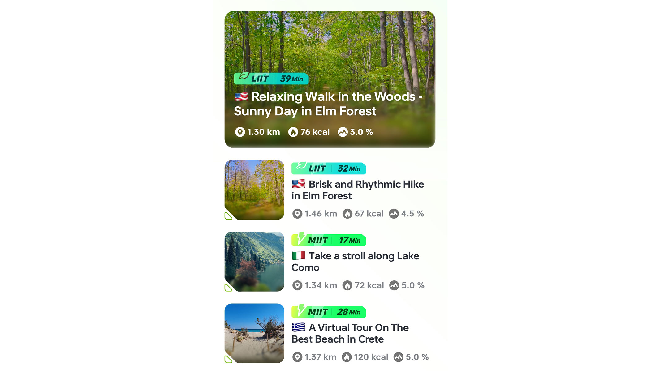 A screenshot of the workout selection in the Urevo app